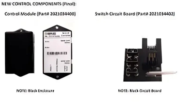 Image of 2021034402 Lippert 11477-D Switch Circuit Board (Iso G) alongside Control Module for superior electronic system upgrade, showcasing black enclosure and circuit board components.