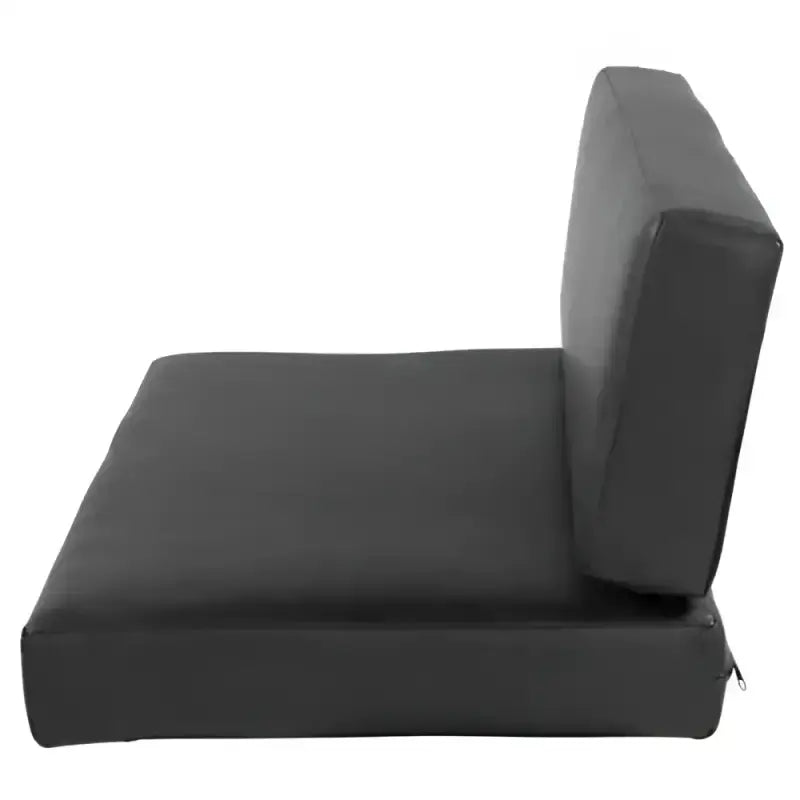 Lippert Comp 40' dinette cushions, side view, showcasing sleek black upholstery and plush padding for exceptional comfort and support.