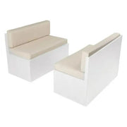 White modular outdoor seating for RV dinette cushions and dining area accessories