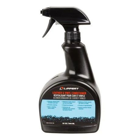 Black leather vinyl conditioner spray bottle from Lippert Lipp Leather vinyl case