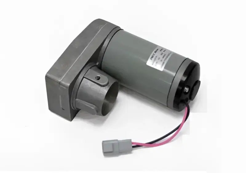 Gray electric jack stand motor with gearbox and wiring for 50 RPM work