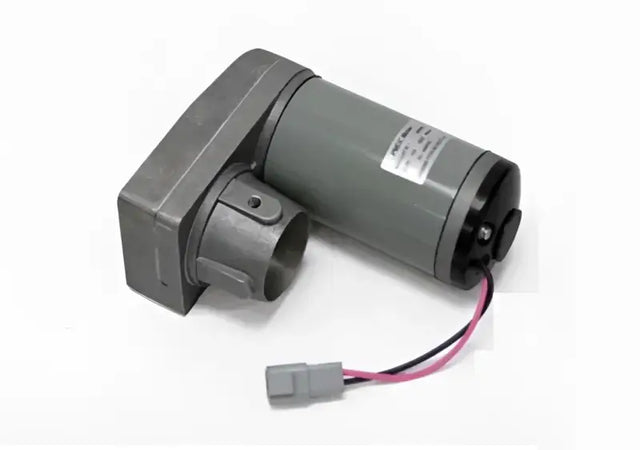 Gray electric jack stand motor with gearbox and wiring for 50 RPM work
