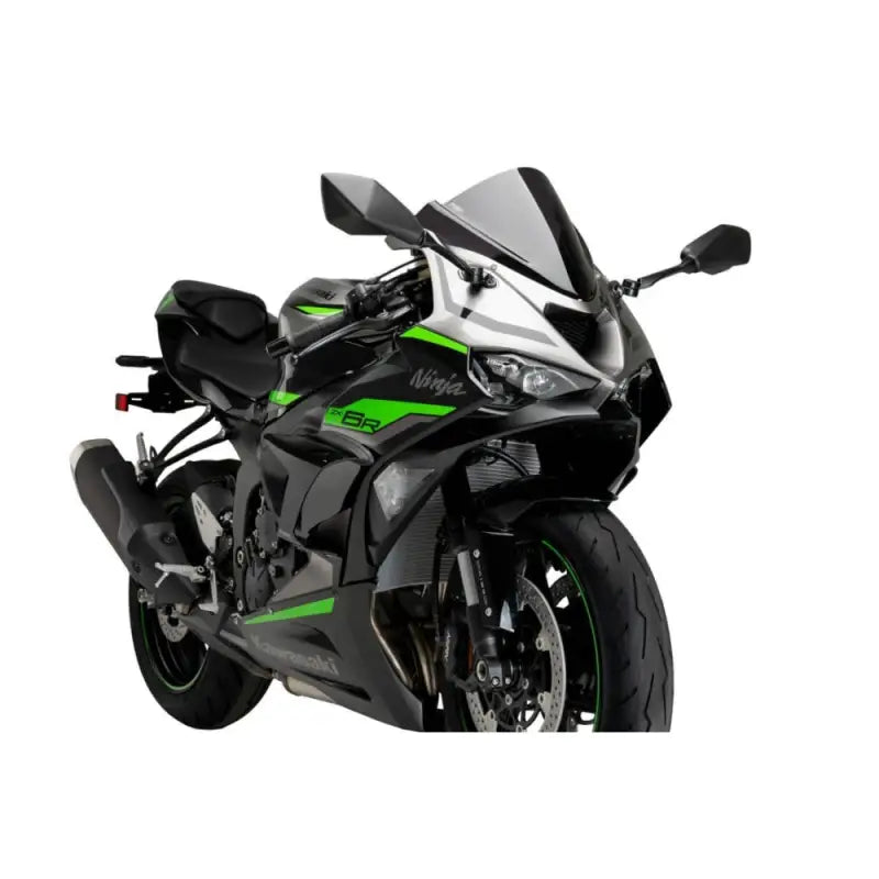 Black and green Kawasaki Ninja sport motorcycle with 20328N Puig Downforce side spoilers