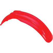 Red plastic motorcycle front fender for model 2040250236, perfect for upgrades