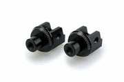 Black metal 20405N footpeg adapter with threaded holes for racing footpegs