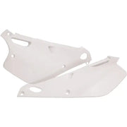 2043530002 Side Panels White for RV, Automotive, Powersports, off-road bike; factory shape, front fender, rear fender, side panels, radiator scoops, classic white exterior.