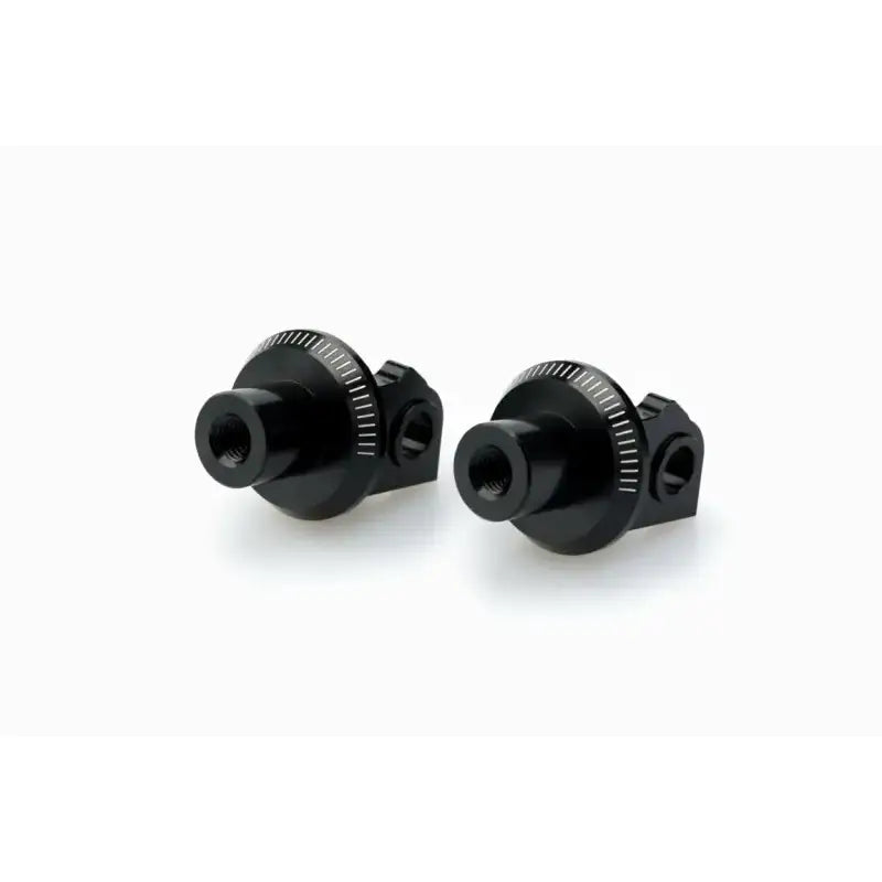 Black cylindrical camera accessory mounts with white markings for 20452N footpeg adapter KTM racing footpegs