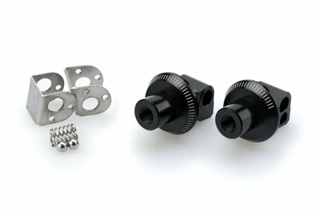 Black adjustable camera mount with mounting brackets for racing footpegs 20454N footpeg adapter