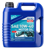 Blue canister of 20508 Liqui Moly Marine 4T Motor Oil 10W-40, designed for marine 4-stroke engines, offering superior lubrication and engine protection.