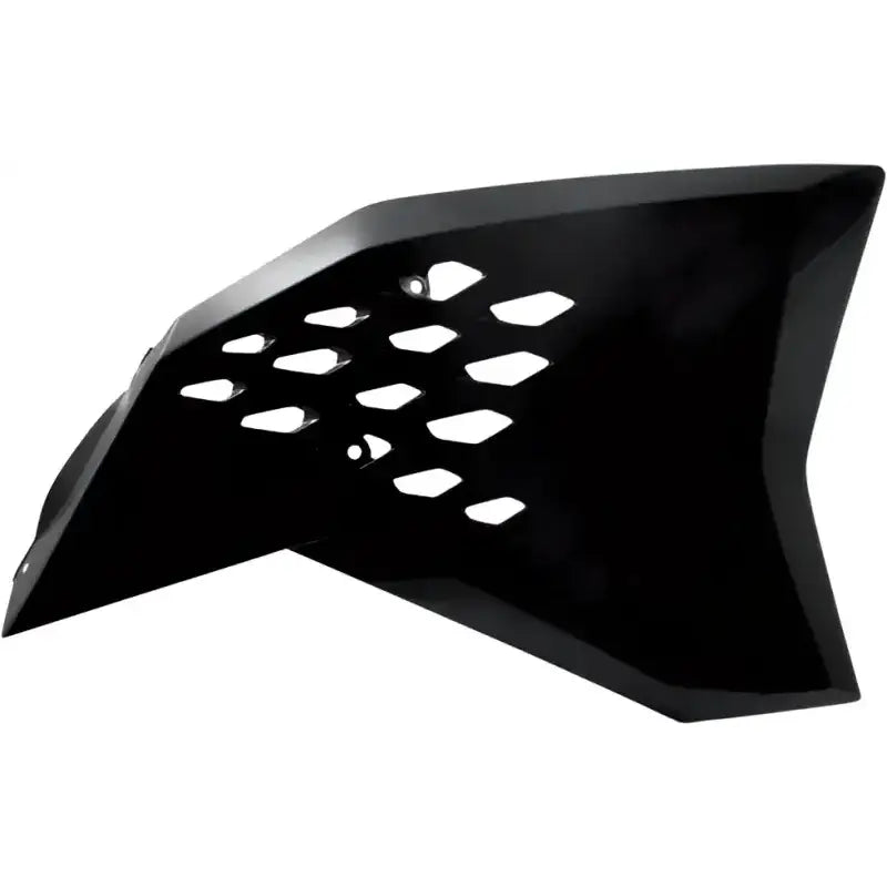 Black Radiator Shroud 2081990001 for Motorcycle - Exact OEM Quality Upgrade by Shopify, Sleek Design with Easy Installation.
