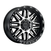 Black and silver Wheel Pros Black Alamo 20x9 wheel with rugged design