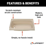 Beige acrylic Lippert RV bathtub standard tub for your camper upgrade