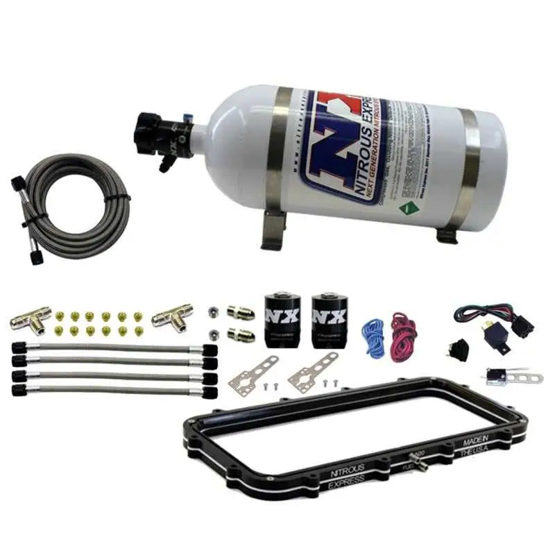 Nitrous Express 20940-10 Nitrous Express Holley High Ram Plenum Nitrous Plate Kit w/10lb Bottle