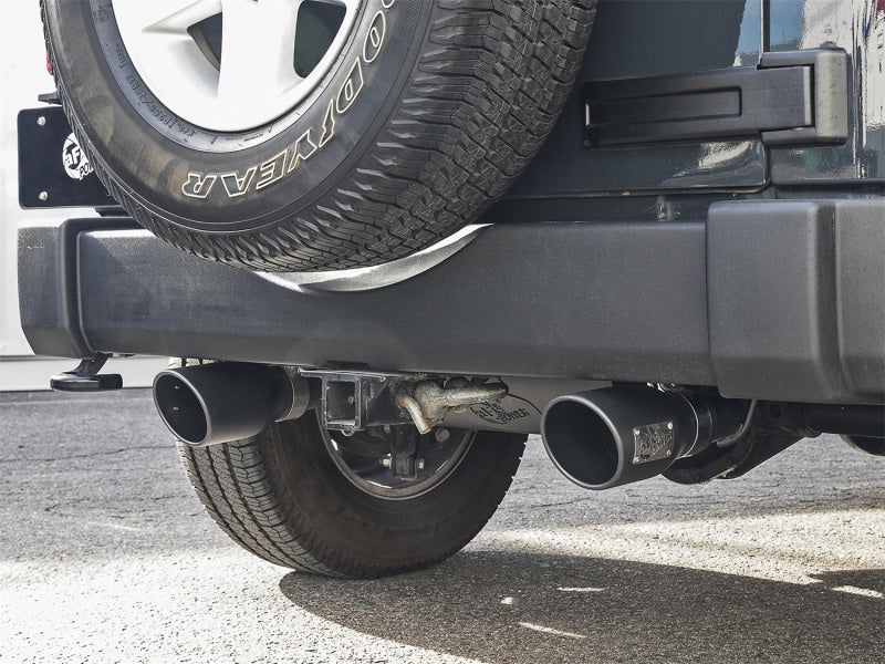 aFe 49-48061-B aFe Rebel Series 2.5in 409 SS Axle-Back Exhaust w/ Black Tips 2007+ Jeep Wrangler (JK) V6 3.6L/3.8L