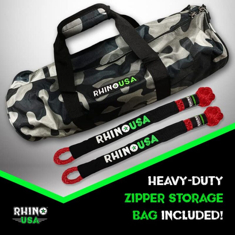 Rhino USA 7/8In X 30Ft Kinetic Rope Recovery Kit W/Soft Shackles (Red) - Rhino USA
