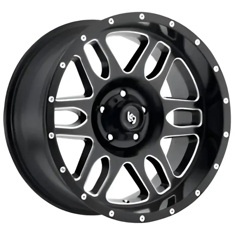 Black and silver off-road Pro Comp wheel on 20X10Tbdmatte for tough rides