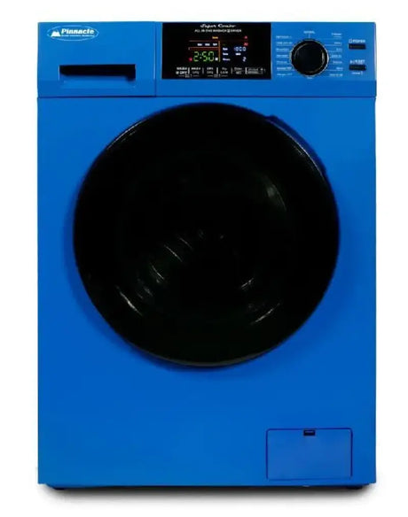 Blue Pinnacle Super Combo washer dryer with black door and digital display