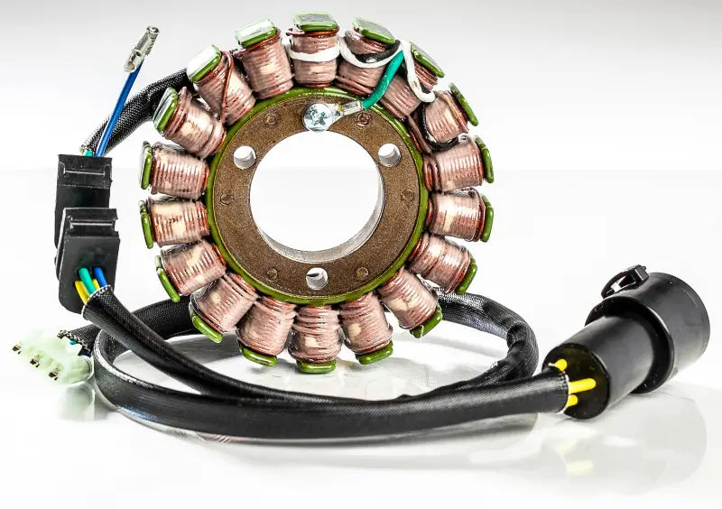 High-quality replacement Motorcycle Stator with wiring and connectors, OEM specs, 1-year warranty