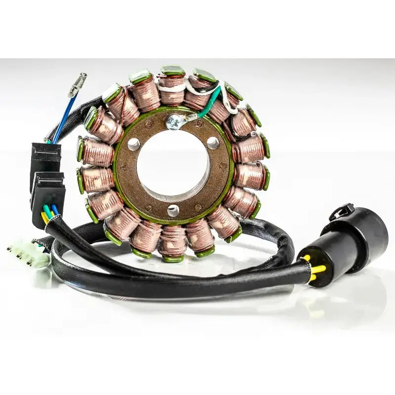 High-quality replacement Motorcycle Stator with wiring and connectors, OEM specs, 1-year warranty