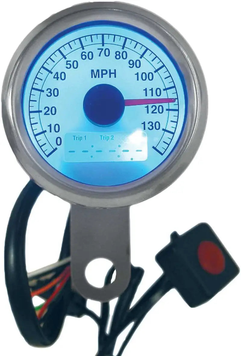 21-6899WNU 48mm Mini Electronic Speedo White Faced Led Lights