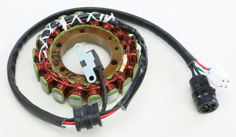 Motorcycle stator with wiring harness for RV parts and accessories, truck parts, and truck accessories
