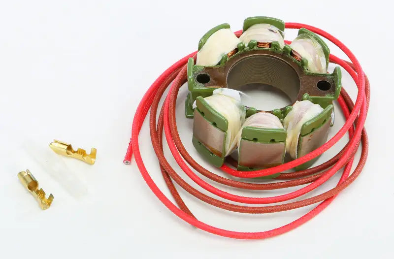 Six-coil Stator with red wires and gold terminals for RV parts & accessories or truck parts