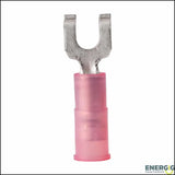 Forked electrical terminal with pink insulation, ancor nylon flanged spade for reliable wiring