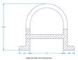 Diagram of BAL Seal D G5 Slide with measurements of .80" x .955", ensuring precision and durability for RV, Automotive, Powersports, off-road, marine, truck accessories, interior, truck bed, rv parts, Inside RV, Towing & Hitches, RV Parts Shop, Exterior Parts & Accessories, Towing | Trailer | Axles | Brakes | Boat, AVADA - Best Sellers.