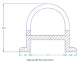 Diagram of BAL Seal D G5 Slide with measurements of .80" x .955", ensuring precision and durability for RV, Automotive, Powersports, off-road, marine, truck accessories, interior, truck bed, rv parts, Inside RV, Towing & Hitches, RV Parts Shop, Exterior Parts & Accessories, Towing | Trailer | Axles | Brakes | Boat, AVADA - Best Sellers.