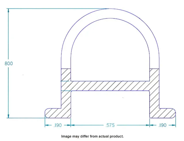 Diagram of BAL Seal D G5 Slide with measurements of .80" x .955", ensuring precision and durability for RV, Automotive, Powersports, off-road, marine, truck accessories, interior, truck bed, rv parts, Inside RV, Towing & Hitches, RV Parts Shop, Exterior Parts & Accessories, Towing | Trailer | Axles | Brakes | Boat, AVADA - Best Sellers.