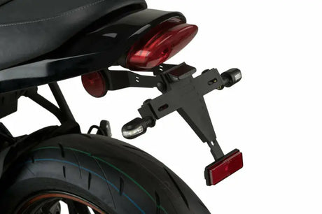 Motorcycle tail section with license plate holder and lights for Fender Eliminator Kit Black Kaw