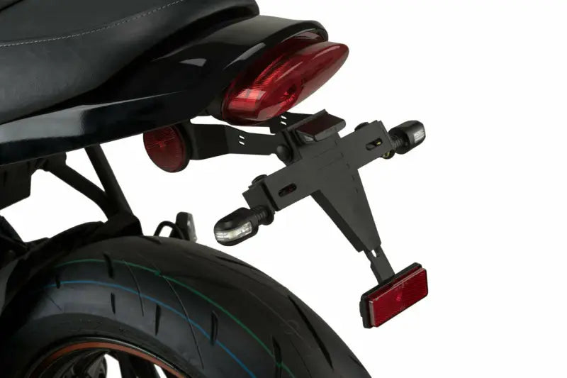 Motorcycle tail section with license plate holder and lights for Fender Eliminator Kit Black Kaw