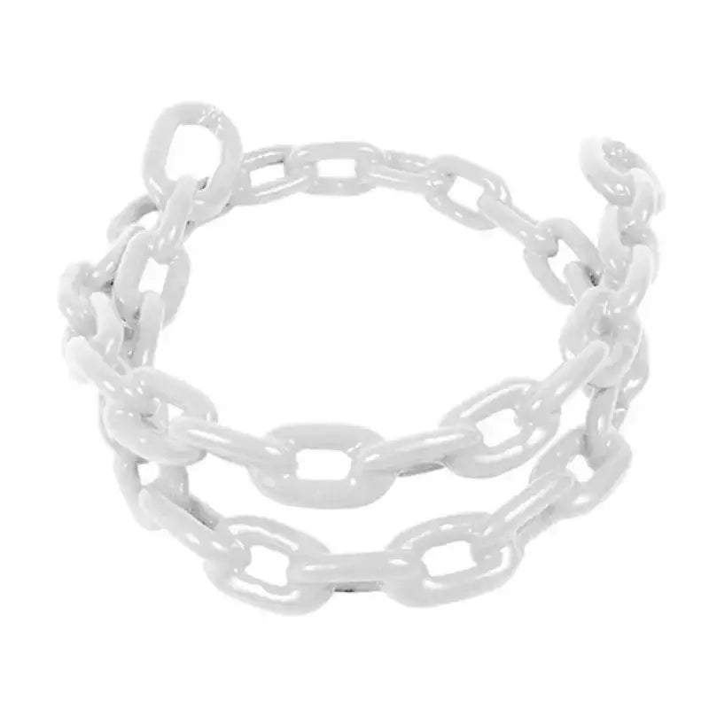 White metal chain from 2115-W Greenfield Vnyl Ctd Chain series, durable vnyl ctd link