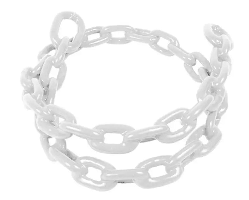 White metal chain from 2115-W Greenfield Vnyl Ctd Chain series, durable vnyl ctd link