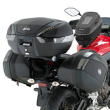 Motorcycle with matte black hard luggage mounting hardware for top case 2118FZ Yam