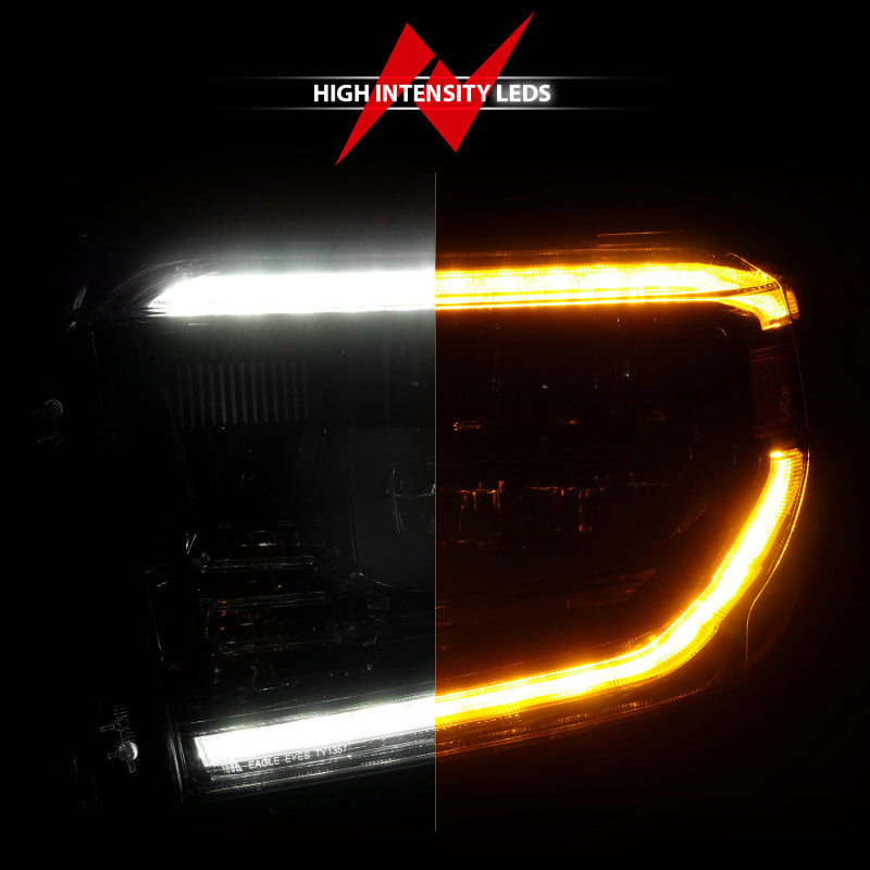 ANZO 111533 ANZO 2014-2017 Toyota Tundra LED Crystal Headlights w/ Switchback Black Housing w/ DRL