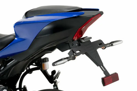 21248N Fender Eliminator in black for Yamaha motorcycles with turn signal mounts and durable black powder coating.