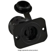 Black marine power inlet with cover for depthpwr electrical socket on Scotty Inc. boat