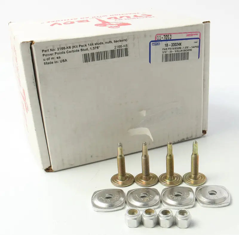 2166-K6 Power Point W/Backers 1.375’’ 144/Pkg 5/16’’ 24 - Carbide Push-Through Stud Kit