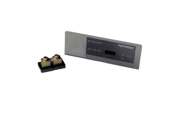 Gray and black Mastervolt GMDSS interface with cover C1E and black shunt on control panel