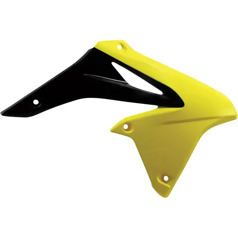 Yellow and black motorcycle radiator shroud for RV parts & accessories or truck parts