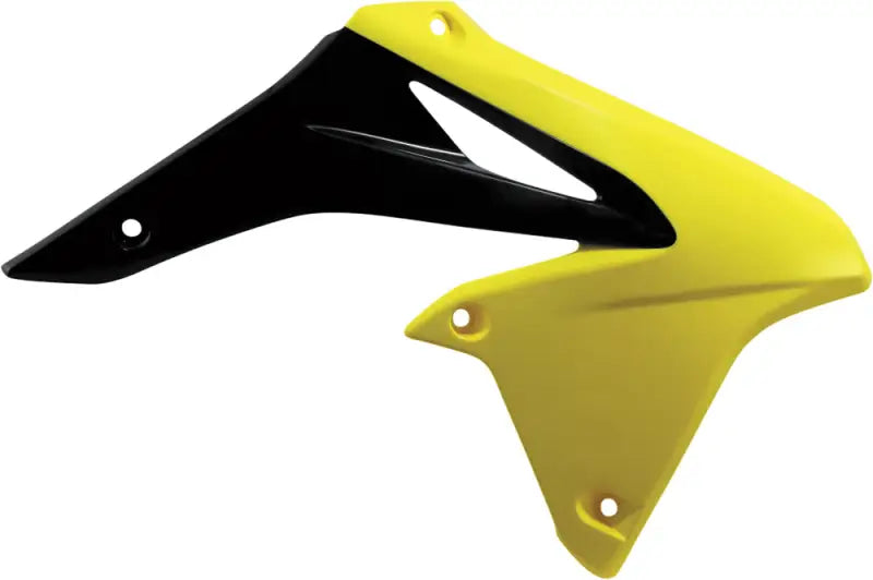 Yellow and black motorcycle radiator shroud for RV parts & accessories or truck parts