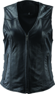 River Road Plains Leather Vest Black Womens - Medium - 094413