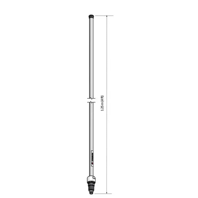 Silver antenna with black cap and base for Comrod AV2458P4, delivers exceptional performance