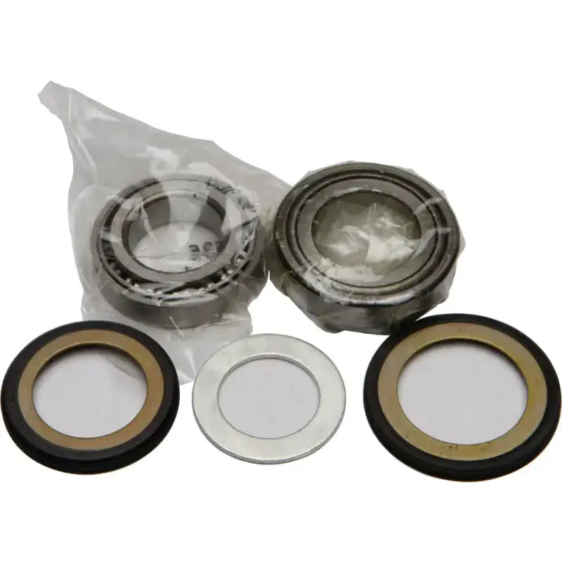 22-1042 Steering Bearing/Seal Kit with upper and lower bearings, races, and seals for performance upgrade from loose ball bearings.
