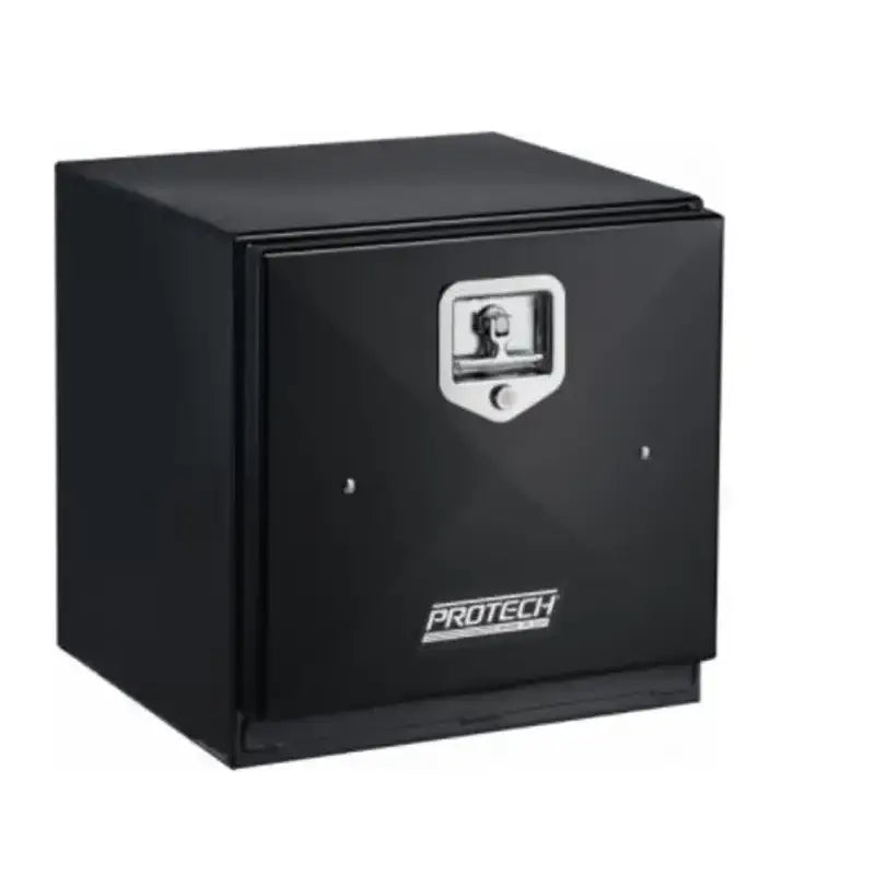Black Protech box steel 18x18x48 with silver handle and lock