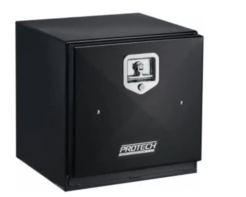 Black Protech box steel 18x18x48 with silver handle and lock