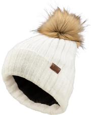 22-3252 BEIGE Fly Women’s Snow Pom Beanie Beige