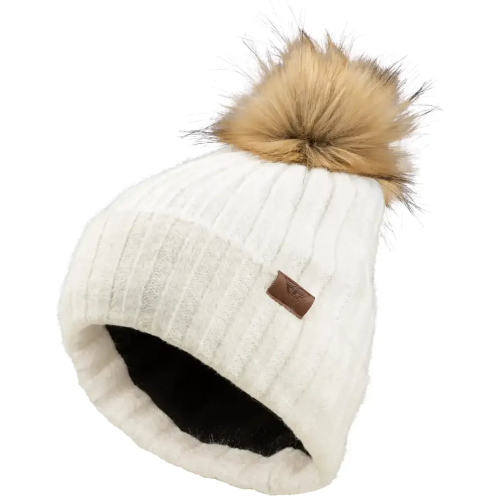 22-3252 BEIGE Fly Women’s Snow Pom Beanie Beige