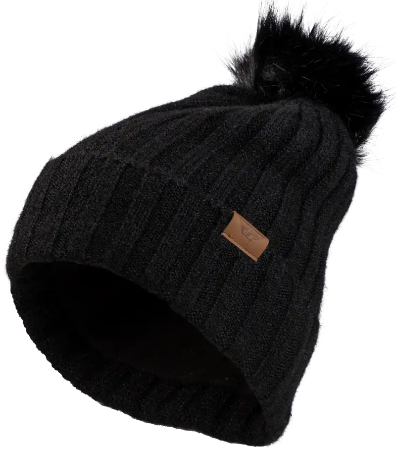 22-3252 BLACK Fly Women’s Snow Pom Beanie Black